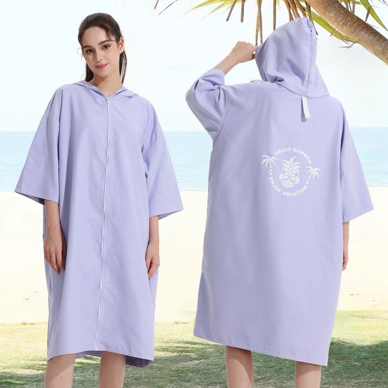 Winter surf poncho with hood and thick insulation