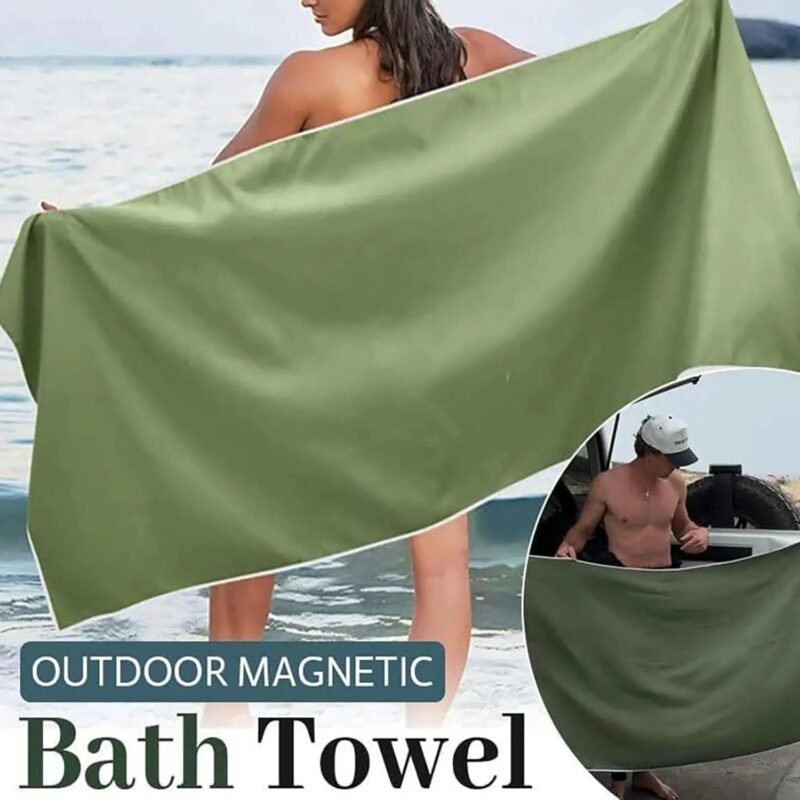 Oversized quick dry magnetic microfiber beach towel features