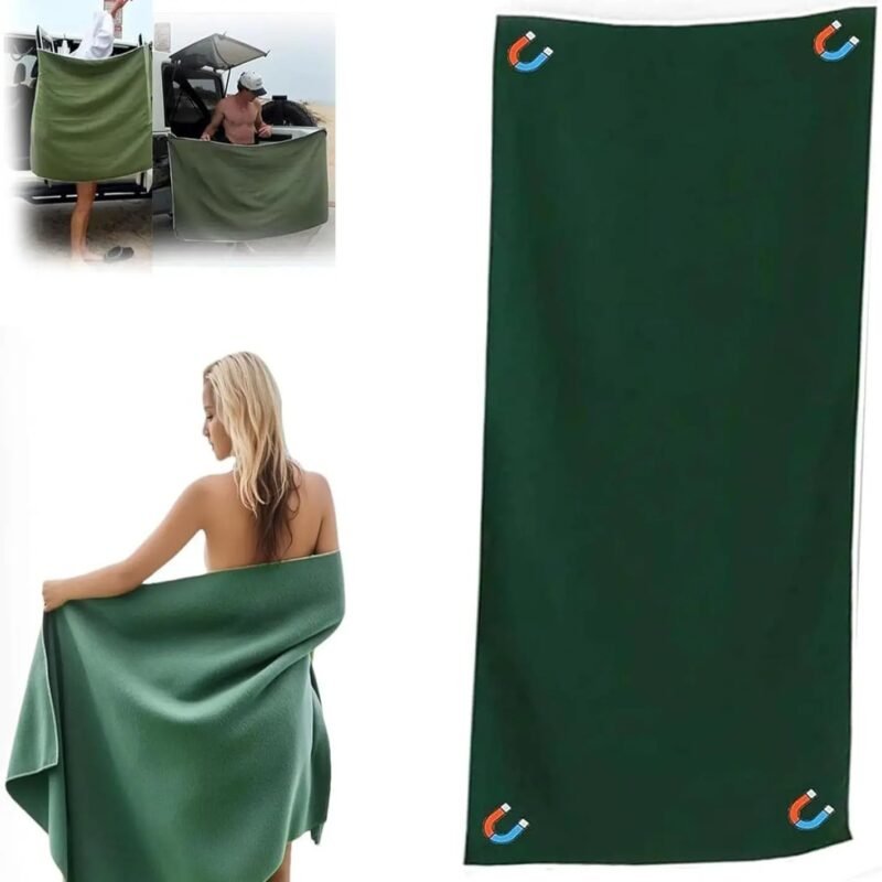 Sand free magnetic towel folded compactly with carry bag