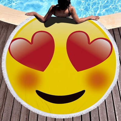 emoji round beach towel