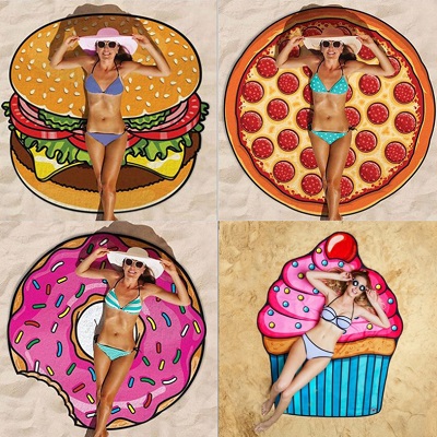 round pizza beach towel
