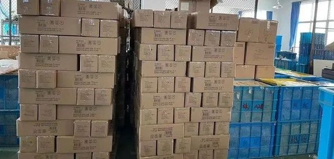 Cartons prepared in the factory packing area