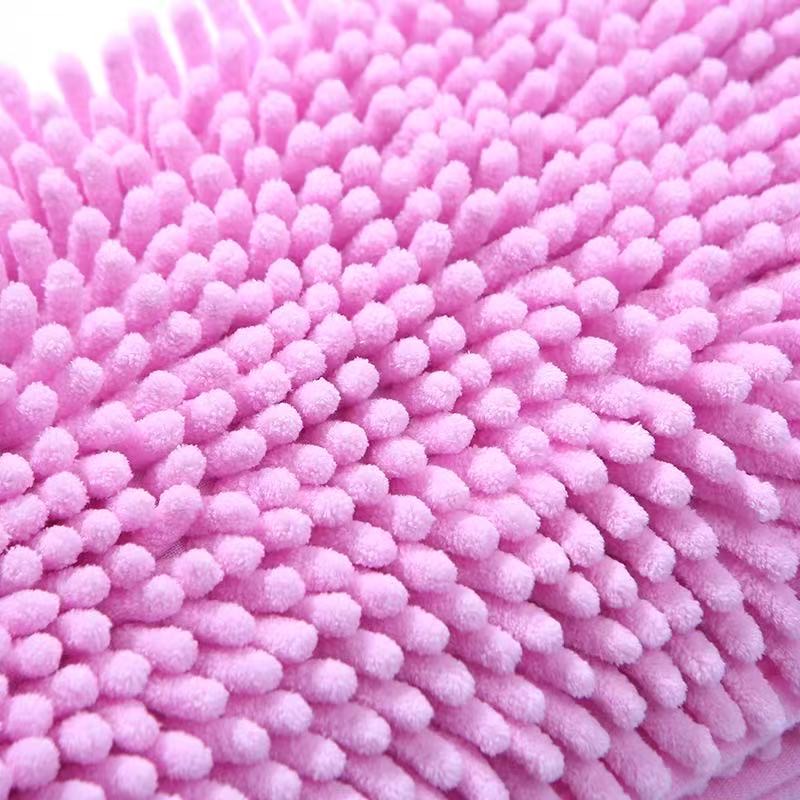 Pink thick chenille fabric texture