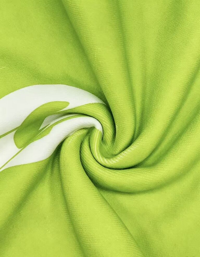 Close-up of lime green microfiber micro terry towel texture