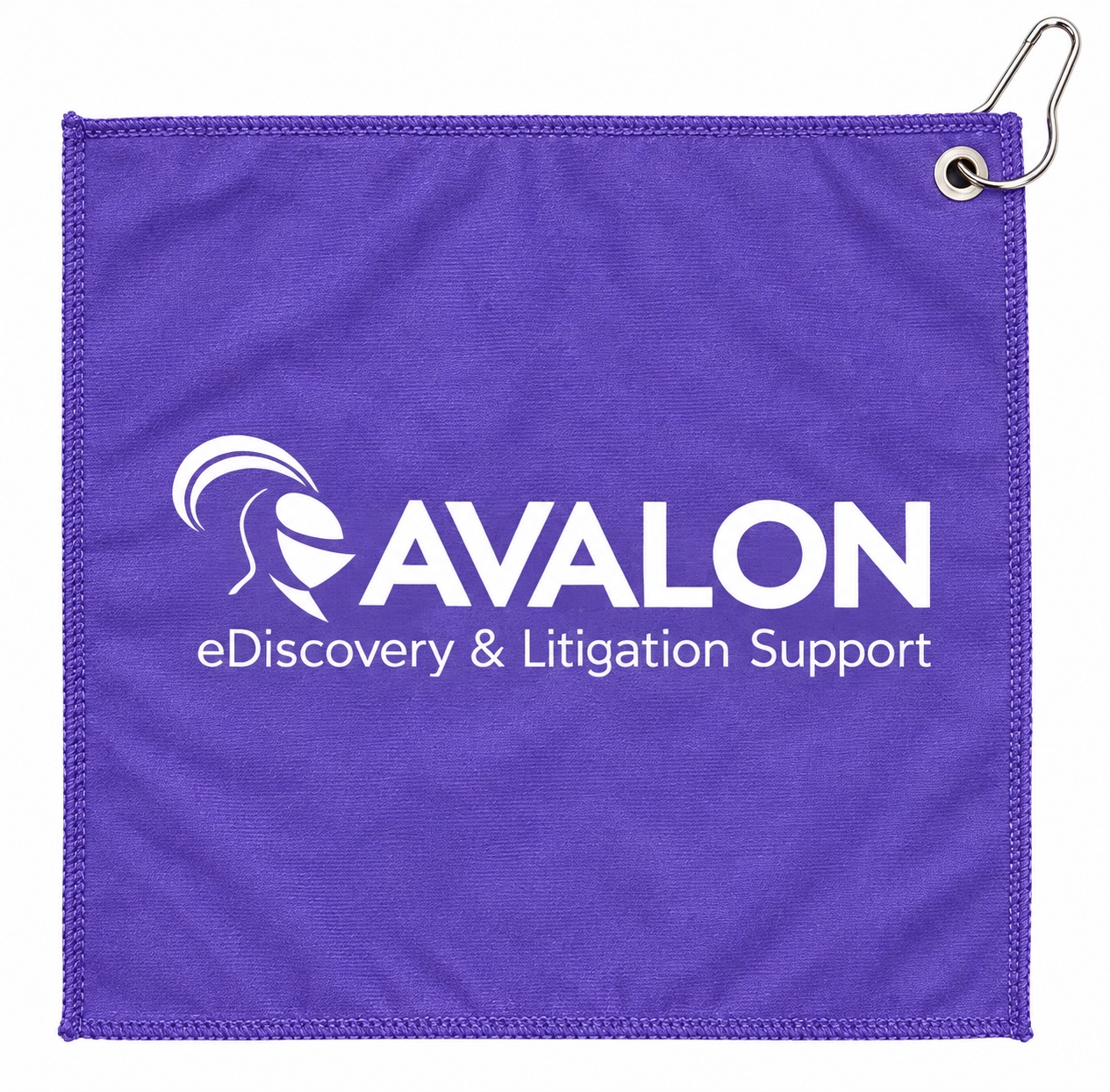 purple logo white golf towel reference