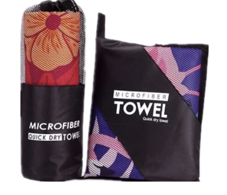 Printed microfiber towel carry pouches prepared for retail